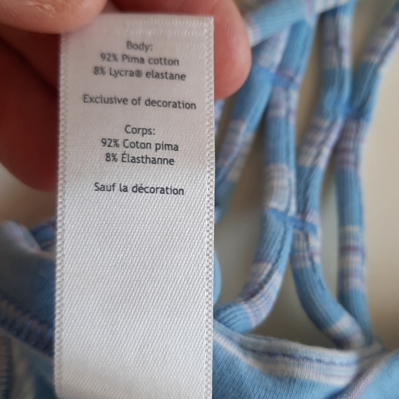 Ivivva 6 blue stripe criss cross athletic tank top - Picture 7 of 9